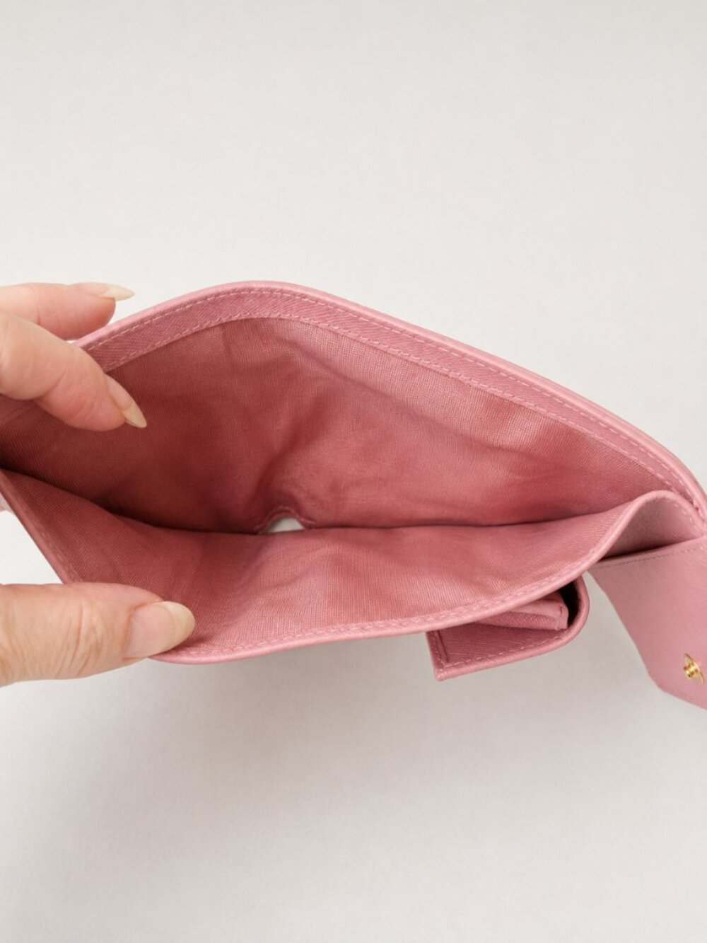 Prada Pink Saffiano Leather Bow Flap Trifold Wallet - Picture 7 of 12